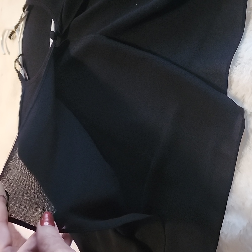 LADIES BLACK  2- LAYER COVER UP BLOUSE.  SIZE  16. - Picture 4 of 7